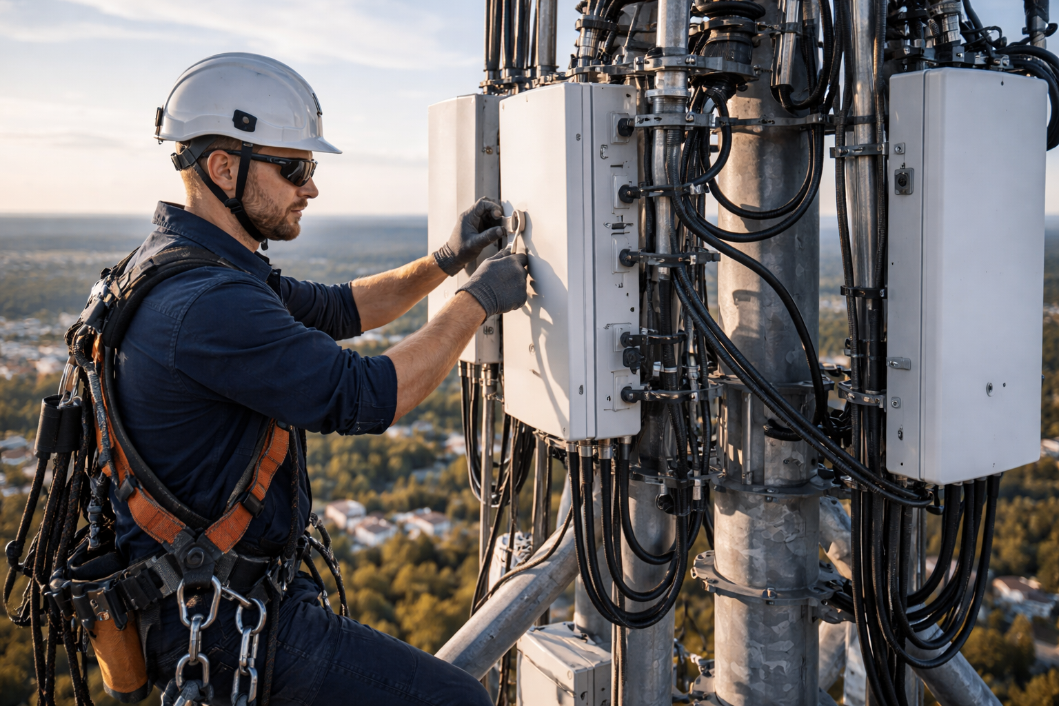 Technician configuring network switch